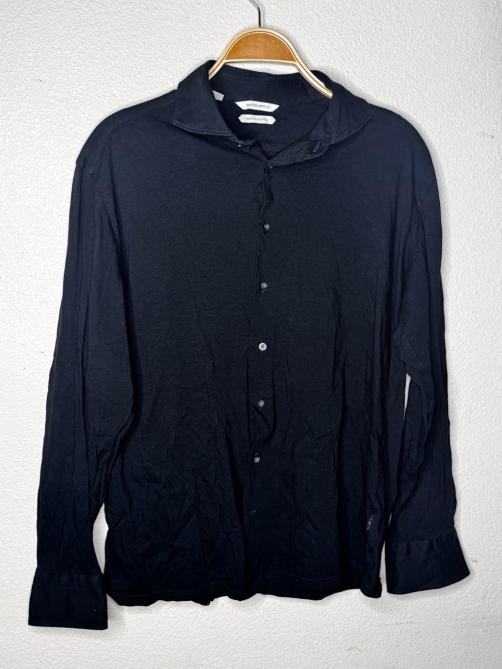 Suitsupply Black Long-Sleeve Dress Shirt